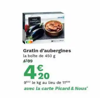 Picard Gratin d'aubergines offre