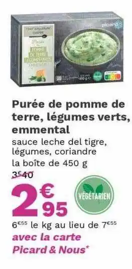 Purée de pomme de terre, légumes verts, emmental