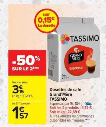 Dosettes de café grand'mÚre tassimo