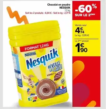 Carrefour Chocolat en poudre nesquik offre