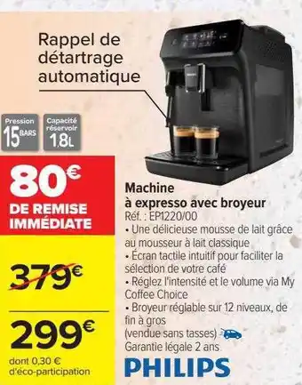 Carrefour Machine à expresso avec broyeur philips offre
