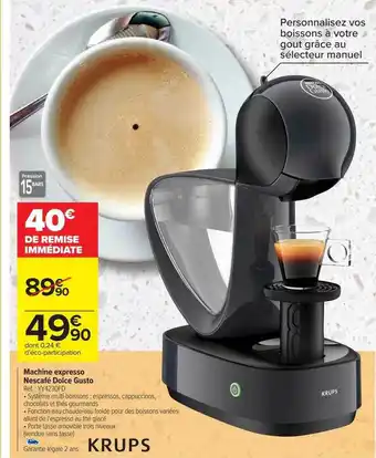 Carrefour Machine expresso nescafé dolce gusto krups offre
