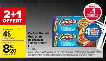 Carrefour Cookies granola gros éclats de chocolat offre