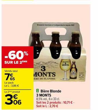 Carrefour Bière blonde 3 monts offre