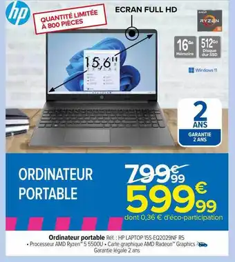 Carrefour Ordinateur portable hp offre