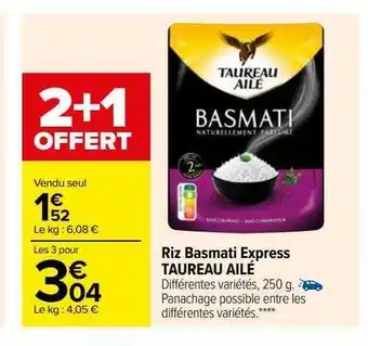 Carrefour Riz basmati express taureau ailé offre