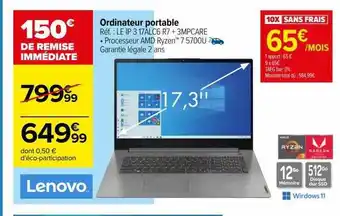 Carrefour Ordinateur portable lenovo offre