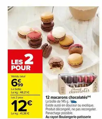 Carrefour 12 macarons chocolatés offre