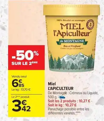 Carrefour Miel l'apiculteur offre