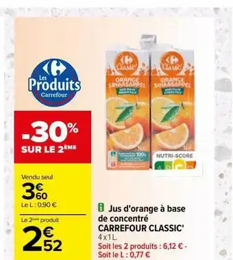 Carrefour Jus d'orange à base de concentré carrefour classic' offre
