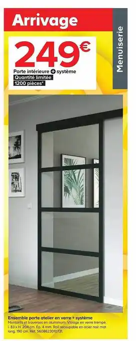 Castorama Ensemble porte atelier en verre + système offre