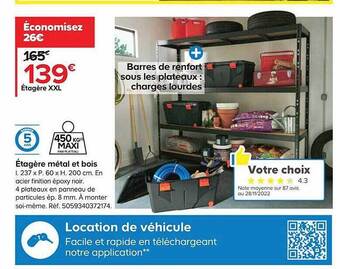 Castorama Étagère métal et bois offre