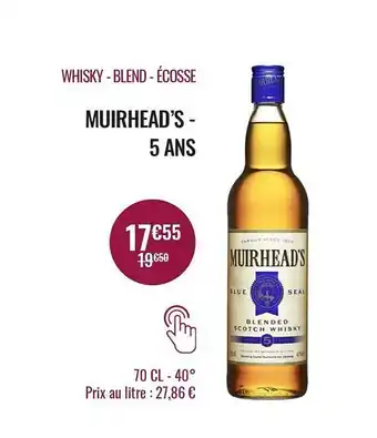 Nicolas Whisky - blend - écosse muirhead's - 5 ans offre