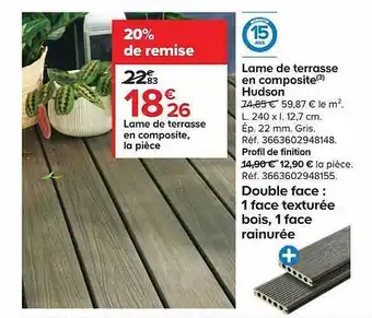 Castorama Lame de terrasse en composite hudson offre