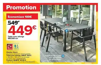 Castorama Mobilier miami : table avec allonge, fauteuil offre