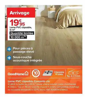 Castorama Lame pvc clipsable concerto clic goodhome offre