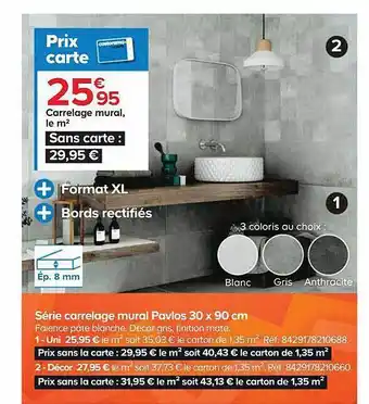 Castorama Série carrelage mural pavlos 30 x 90 cm offre