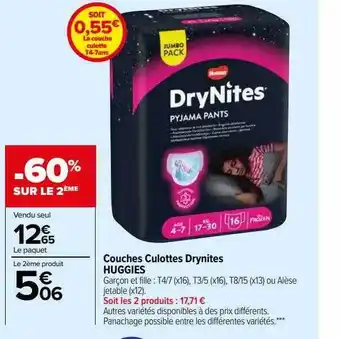 Carrefour Market Couches culottes drynites huggies offre