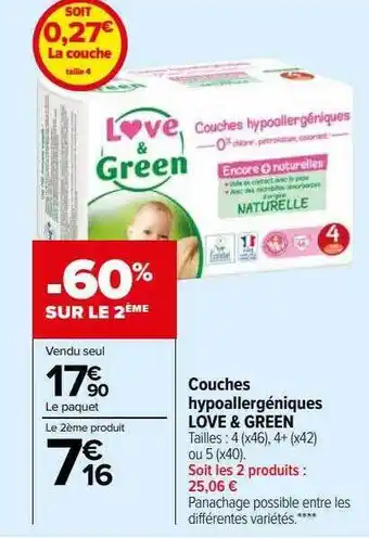 Carrefour Market Couches hypoallergéniques love & green offre