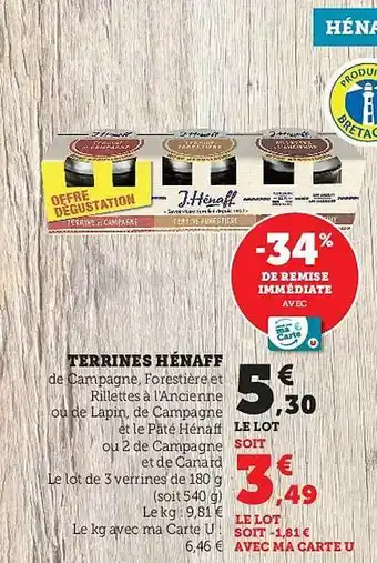 Hyper U Terrines hénaff offre