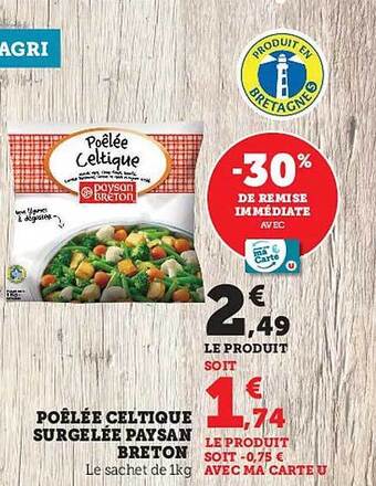 Hyper U Poêlée celtique surgelée paysan breton offre