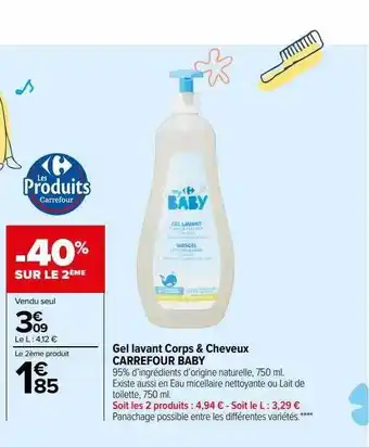 Carrefour Market Gel lavant corps & cheveux carrefour baby offre