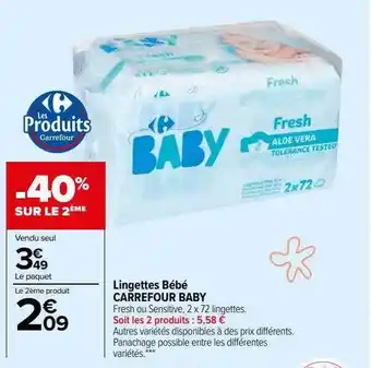 Carrefour Market Lingettes bébé carrefour baby offre