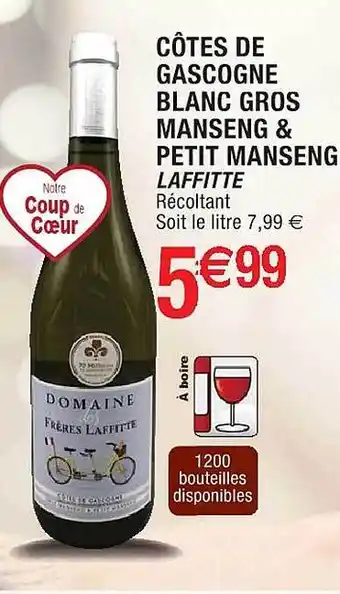 Cora x Carrefour Côtes de gascogne blanc gros manseng & petit manseng laffitte offre