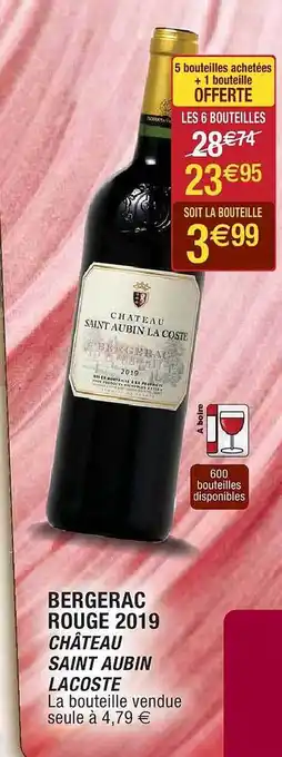 Cora x Carrefour Bergerac rouge 2019 château saint aubin lacoste offre