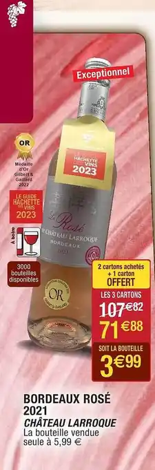 Cora x Carrefour Bordeaux rosé 2021 château larroque offre