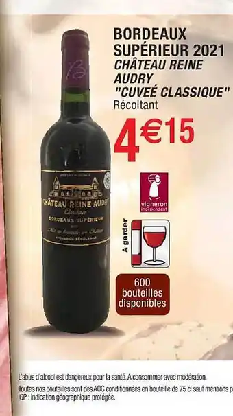 Cora x Carrefour Bordeaux supérieur 2021 château reine audry offre