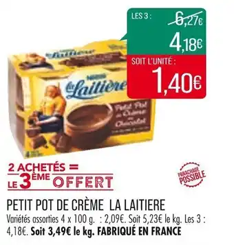 Match Petit pot de crère LA LAITIERE offre