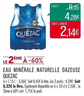 Match Eau minérale naturelle gazeuse QUEZAC offre