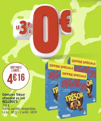 Casino Supermarchés Céréales trésor chocolat au lait KELLOGG'S offre