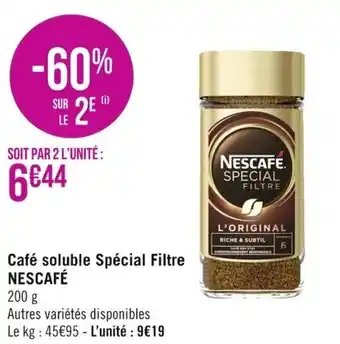Casino Supermarchés Café soluble spécial filtre NESCAFÉ offre