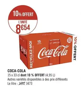 Casino Supermarchés Coca-cola 15 x 33 cl offre