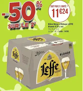 Casino Supermarchés Bière belge d'abbaye LEFFE blonde 6,6% vol. offre