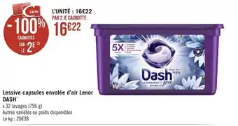 Casino Supermarchés Lessive capsules envolée d'air lenor DASH offre