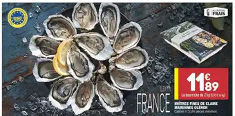 ALDI Huîtres Fines de Clqaire Marnnes Oléron offre