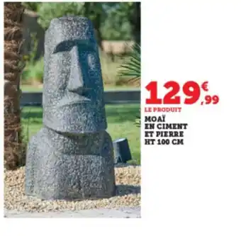 Super U Moai En Ciment Et Ppierre HT 100cm offre