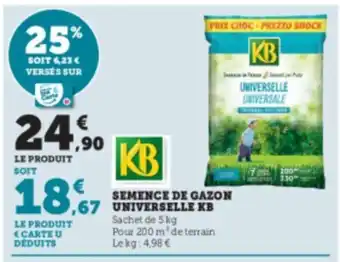 Super U Semence de Gazon Universelle KB offre