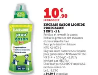 Super U Engrais Gazon Liquide Propgazon 3en1 1-1L offre