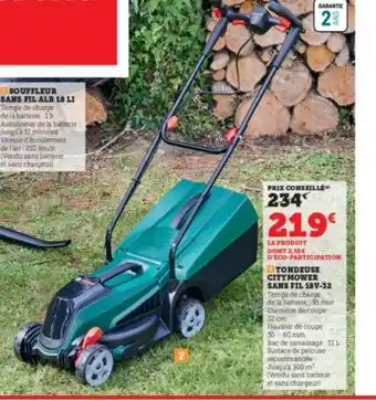Super U Tondeuse Citymower Sans Fil 18V-32 offre
