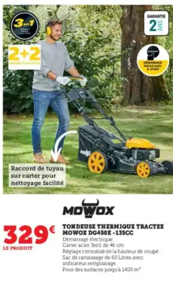 Super U Tondeuse Thermique Tractee Mowox DG450E-135CC offre