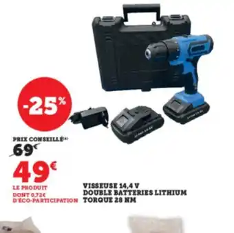 Super U Visseuse 14,4V Double Batteries Lithium Torque 28NM offre