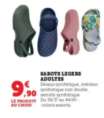 Super U Sabots Legers Adultes offre