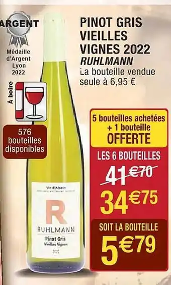 Cora x Carrefour Pinot gris vieilles vignes 2022 ruhlmann offre