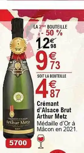 Crémant d'alsace brut arthur metz