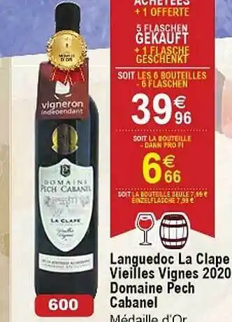 Cora x Carrefour Languedoc la clape vieilles vignes 2020 domaine pech cabanel offre