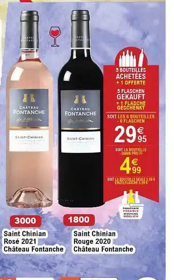 Cora Saint chinian rosé 2021 château fontanche, saint chinian rouge 2020 château fontanche offre